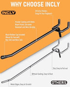 INCLY 60 Pack 6 Inch Black Pegboard Hooks, 1/4" Heavy Duty - Image 2