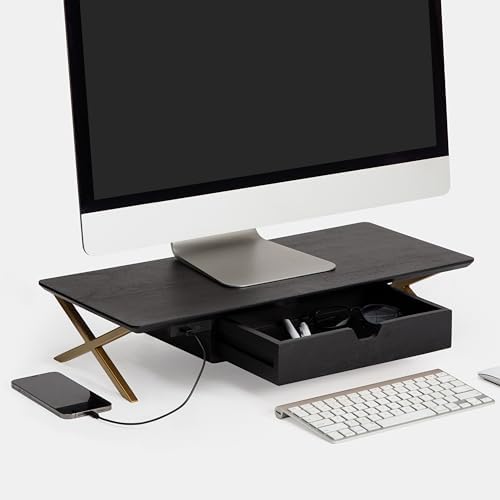 Anji Mountain Monitor Stand for Desk - Desktop Organizer & Laptop Riser, Ergonomic Monitor Riser, Space-Saving, Durable, Easy Assembly & Ideal for Home & Office,Black, 24-Inch, Pro Edition by AnjiMountain