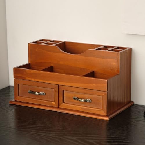 Desktop Organizer with 2 Drawers and 12 Compartments,Wooden Desk Drawers,Desk Countertop Organizers - Image 4