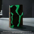 Glow in The Dark Green Resin Bookends, Burl Wood Book Ends for Shelves – Unique Luminous Book Organizer for Office Desk, for Book Lovers (Luminous Green) - Image 2