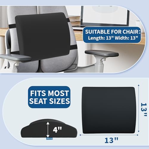 QUTOOL Seat Cushion and Lumbar Support Set for Office Chair – Supports Lower Back & Hips for Long Sitting Comfort, Helps Maintain a Comfortable Sitting Position, Ergonomic Memory Foam, Washable Cover - Image 5