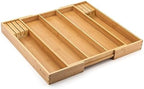 Purawood Kitchen Drawer Organizer with Knife Blocks - Utensil Drawer Organizer for Kitchen, Cutlery Tray & Silverware Organizer, 3-5 Slots - Bamboo Organizer for Utensils & Flatware (Natural) - Image 4