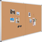 VIZ-PRO 72" x 48" Large Cork Bulletin Board, Foldable & Wall-Mounted Notice Pin Board with Silver Aluminum Frame, for School Home Office - 6' x 4' Corkboard by VIZ-PRO