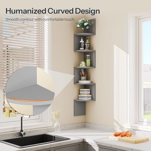 HOOBRO Corner Shelf Wall-Mounted, Set of 2 Floating Corner Shelves for Wall - Image 5