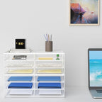 Lavatino 12 Compartments Paper Organizer for Desk, Mesh Literature Organizer, Mail File Sorter Tray with Handle, Desktop Mailbox for Office Classroom Home - White - Image 7