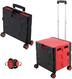FELICON Folding Utility Cart Rolling Crate Handcart Basket Tote-Red+Black by FELICON