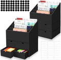 2 Sets 4-Slot Desktop Mail Organizer with 6 Drawers, Black Letter Organizer by QLOUNI
