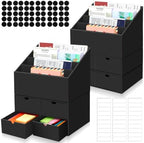 2 Sets 4-Slot Desktop Mail Organizer with 6 Drawers, Black Letter Organizer by QLOUNI
