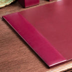Burgundy Professional Leather Bonded Desk Blotter for Writing with Raised Edge Stitching - Office Desk Mat - Silver Meadow - Image 5