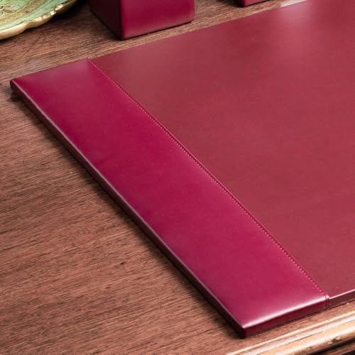 Burgundy Professional Leather Bonded Desk Blotter for Writing with Raised Edge Stitching - Office Desk Mat - Silver Meadow - Image 5