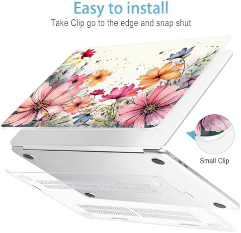 Mektron for 2026/2025/2024/2023 MacBook Air 15 INCH M5 A3448 /M4 A3241 /M3 A3114 /M2 A2941 Case, Printed Plastic Hard Shell Cover with 15.3" Liquid Retina Display Touch ID, Colorful Floral - Image 5