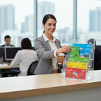 Azar Displays 252376-2PK Four Tier, Four Pocket Letter Brochure File Holder for Flyer, Office Supplies, Paper Document or Magazines, Clear Organizer for Wall and Counter Desktop Stand, 8.5" x 11" (2-Pack) - Image 4