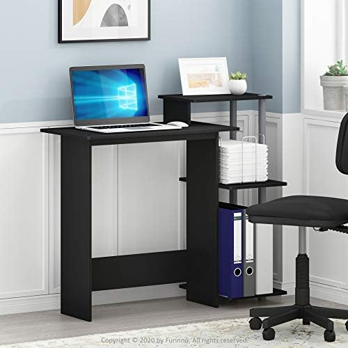 Furinno EFFICIENT Desk, 28.6" Wide Gaming Desk with 3 Open Side Shelves, Laptop Notebook Computer Desk, Office Desk for Home Office, Study Room, Dorm, Bedroom, Black - Image 2