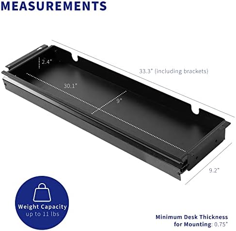 VIVO Black Under Desk 33 x 9 in Slide Out Storage Drawer, DESK-DR33-B - Image 3