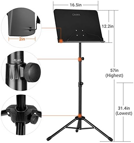 CAHAYA Sheet Music Stand Dual-use Convert to Desktop Stand Adjustable Black - Image 2