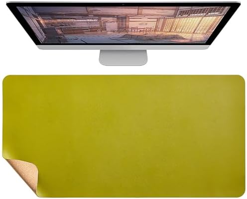 Dual-Sided Leather & Cork Desk Mat, Large Waterproof Stain-Resistant Mouse Pad, Multi-Use Desk Pad for Computer & Office Home(Green,120x60cm) by Unknown