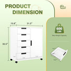 5-Drawer Metal Storage Cabinet with Wheels, Craft Storage Drawers - Image 3