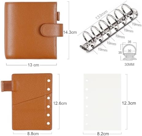 Moterm Pocket Luxe Rings Planner - Genuine Leather Binder Organizer (Pebble-Burnt Orange, 30mm Ring) - Image 6