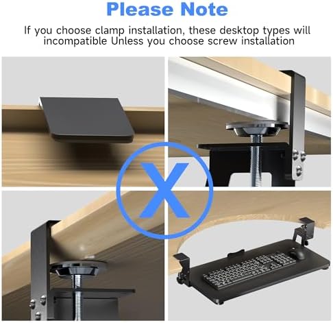 XINLEI Keyboard Tray Under Desk Large C-Clamp 25.6” (30” Including Clamps) x 11.8” Slide-Out Platform Computer Drawer Pull Out Keyboard & Mouse Tray Black DSF4 - Image 5