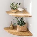 Corner Shelves, Floating Corner Shelf, Set of 2 10inch Solid Oak Wood Corner Wall Shelves, Round End Wall Mount Display Shelf with Wire Hole for Bedroom Kitchen, Living Room by Coamily