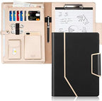 Toplive Conference Folder - Executive Business Padfolio with Letter/A4 Size Clipboard, Document Sleeve & Card Holders - Black by Toplive