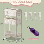 Baby Diaper Caddy Organizer and Storage,2In1 Baby Cart Organizer-Baby Diaper Caddy+3 Tier Rolling Cart for Baby Nursery,Baby Bedside Cart,Easy Assembly,Beige - Image 2