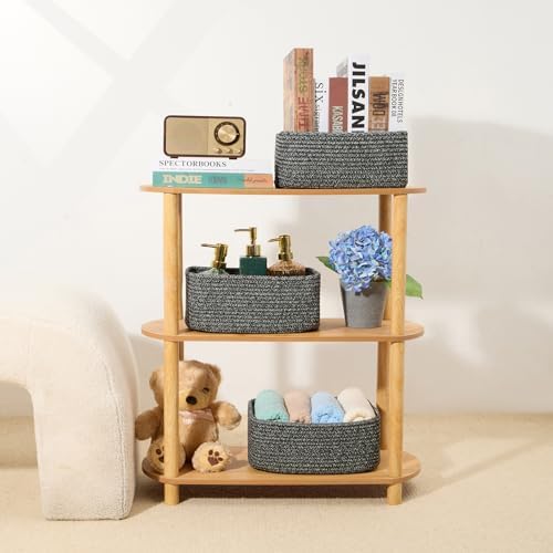 MiniArk Small Storage Baskets for Organizing | Closet Organizer Bins | Shelf Toy Basket | Woven Rope Baskets | Cube Decorative Box | Shallow Basket | 11.5x7.5x4.7” | 4 Packs Dark Gray - Image 6