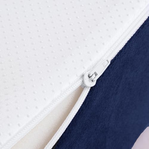 HOMBYS Foam Recliner Chair Cushions for Elderly, 4" Thick Chair Pads with Back Support for Office, Non-Slip Medium Firm Seat Cushion with Lumbar Pillow (Sapphire Blue, 13" Backrest) - Image 6