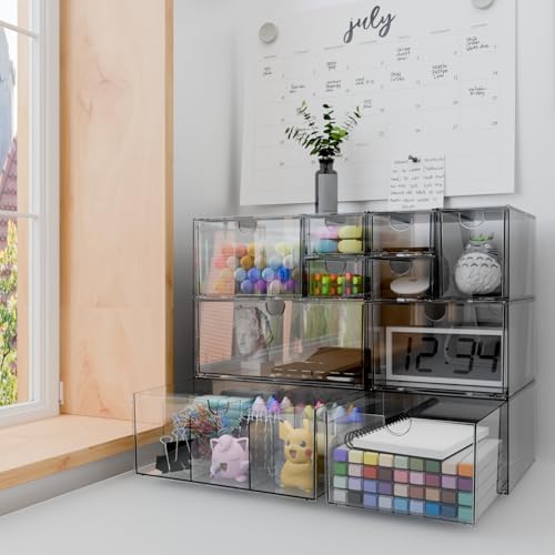 Clear 10-Drawer Stackable Desk Organizer Storage Set - Image 2