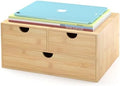 Bamboo Desk Drawer Organizer, Large Desktop Organizer with Drawers Tabletop Storage Organization Box for Office Home Toiletries Supplies Vanity, No Assembly Required (L-3 Drawers) by Wisuce