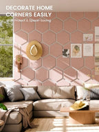 Fluxynara 8-Pack Hexagon Felt Bulletin Board Tiles, Pink-1 - Image 4
