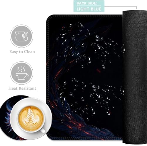 Keyboard Mouse Pad Set, Extended Gaming Mouse Pad+Ergonomics Keyboard Wrist Rest Support, Memory Foam, Easy Typing Pain Relief, 4Pcs XL Ultra Thick Desk Mat,Angry Dragon - Image 2