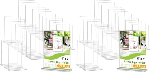 Dynta 48 Pack Acrylic Sign Holder 5x7 Inches Double Sided Picture Frame by Dynta
