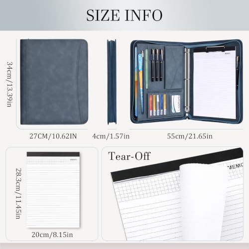 Leathario Portfolio Binder, Padfolio Organizer, 3 Ring Binder with Zipper - Image 2