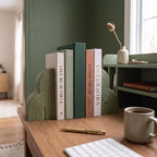 Sage Green 2 Pcs Boho Arch Concrete Bookends for Shelves, Clouds - Image 6