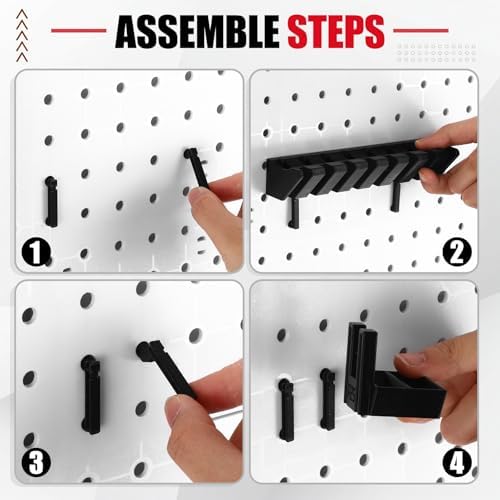 Novabright 6 Pieces Pegboard Organizer Accessories Set, Screwdriver Holder and Double Hole Pliers Holders, Pegboard Tool Hangers for Screwdrivers, Pliers, Scissors Wall Garage Workshop Storage (Black) - Image 5