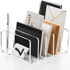 SANRUI Clear Acrylic Mail Organizer with 5 Compartments and 1 Pen Holder by SANRUI