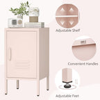 IRONFFICE Metal Cabinet,Locker Nightstand with Shelf,Metal Storage Locker,Steel Bedside Storage Cabinets for Living Room Bedroom,Pink - Image 4