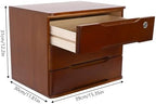 Wood Desk Organizer with 3 Drawers, Lockable Desktop Countertop Storage Cabinet for Home Office Supplies File Tabletop Storage Box, 15.35" x 11.81" x 12.2" (Dark Brown) - Image 3