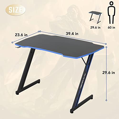 BestOffice | 39" Gaming Table | Blue | Z-Shaped Computer Desk - Image 3