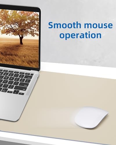 AFIING Leather Desk Pad Protector, Mouse Pad, Office Desk Mat, Non-Slip PU Leather Desk Blotter, Large Desk Mat, Waterproof Keyboard Mat for Office/Home/Decor (Beige, 55" x 17") - Image 6