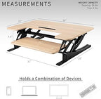VIVO 36 inch Height Adjustable Stand Up Desk Converter, V Series, Quick Sit to Stand Tabletop Dual Monitor Riser Workstation, Light Wood Top, Black Frame, DESK-V000VO - Image 3