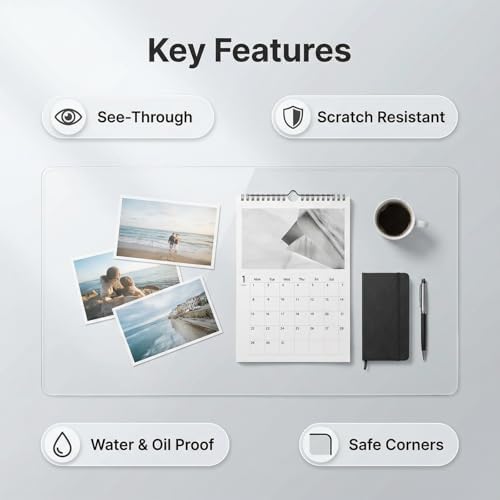 22x32 Inch Large Clear Writing Desk Pad, Waterproof PVC Soft Table Cover Protector, Transparent Plastic Blotter Mat for Laptop Accessories Organizer 2.5 mm - Image 3