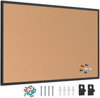 Cork Board Bulletin Board 20 x 30, Black Aluminium Framed Corkboard, Office Board for Wall Cork, Large Wall Mounted Notice Pin Board with 16 Push Pins for School, Home & Office by Justdowhatyouwanttodo