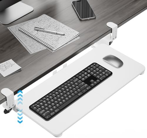 Large Keyboard Tray Under Desk, Pull Out Keyboard & Mouse Tray for Typing by XyndyxErgonomicDesign