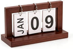 Wooden Perpetual Flip Calendar—Natural Wood Surface—Space Saving Vertical Flipper—Reusable Wooden Date Tracker for Office Desk Bedroom Nightstand or Shelf - Image 2