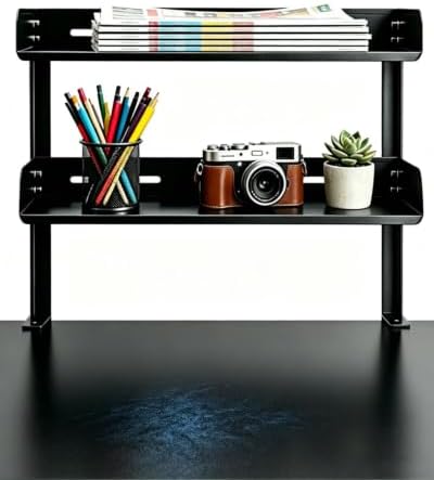 Yuxh Clamp on Desk Shelf 2‑Tier, Black, Large by Yuxh