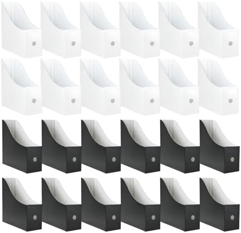 Limitliho 24 Pack White&Black Cardboard Magazine Holder for Desk or Shelves by Limitliho