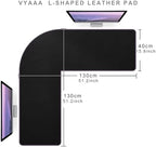 Vyaaa 51 inch L Shaped Desk Mat, Black Leather Corner Desk Pad Mouse Pad - Image 2