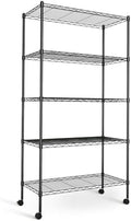 HealSmart Heavy Duty 5-Shelf Storage Shelving Unit, 1250lbs Loading Capacity, 29.92" D x 13.98" W x 62.99" H Adjustable Steel Organizer Wire Rack, Black by HealSmart